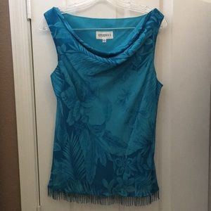 FINAL CLEARANCE 
Ladies’ Studio I Draped Neckline Top w/Beaded Fringe Hem top 14